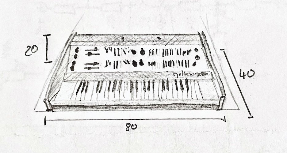 A drawing of the KORG 800 DV Synthesizer