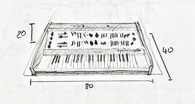 A drawing of the KORG 800 DV Synthesizer